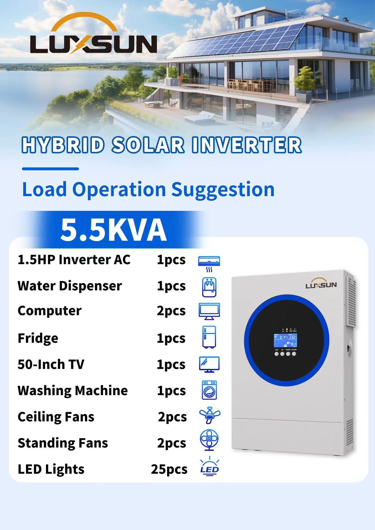 5.5KVA 48V Inverter with 120A MPPT Inbuilt