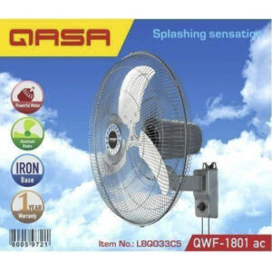 QASA 18-Inch Wall Fan QWF-1801 AC (Non-Rechargeable) – Powerful Motor with Alu